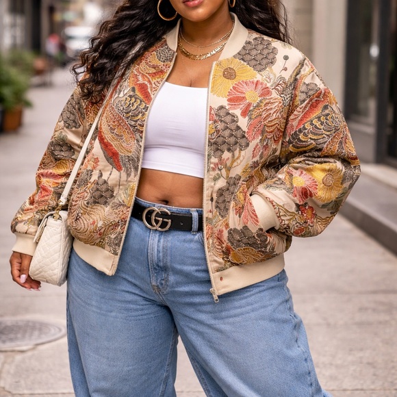 Jackets & Blazers - Floral and Crane embroidered jacket